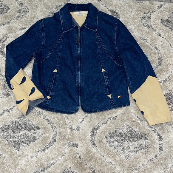 Tommy Hilfiger Jackets & Blazers - VINTAGE Tommy Hilfiger Denim Zip Jacket With Creme Suede Cuffs